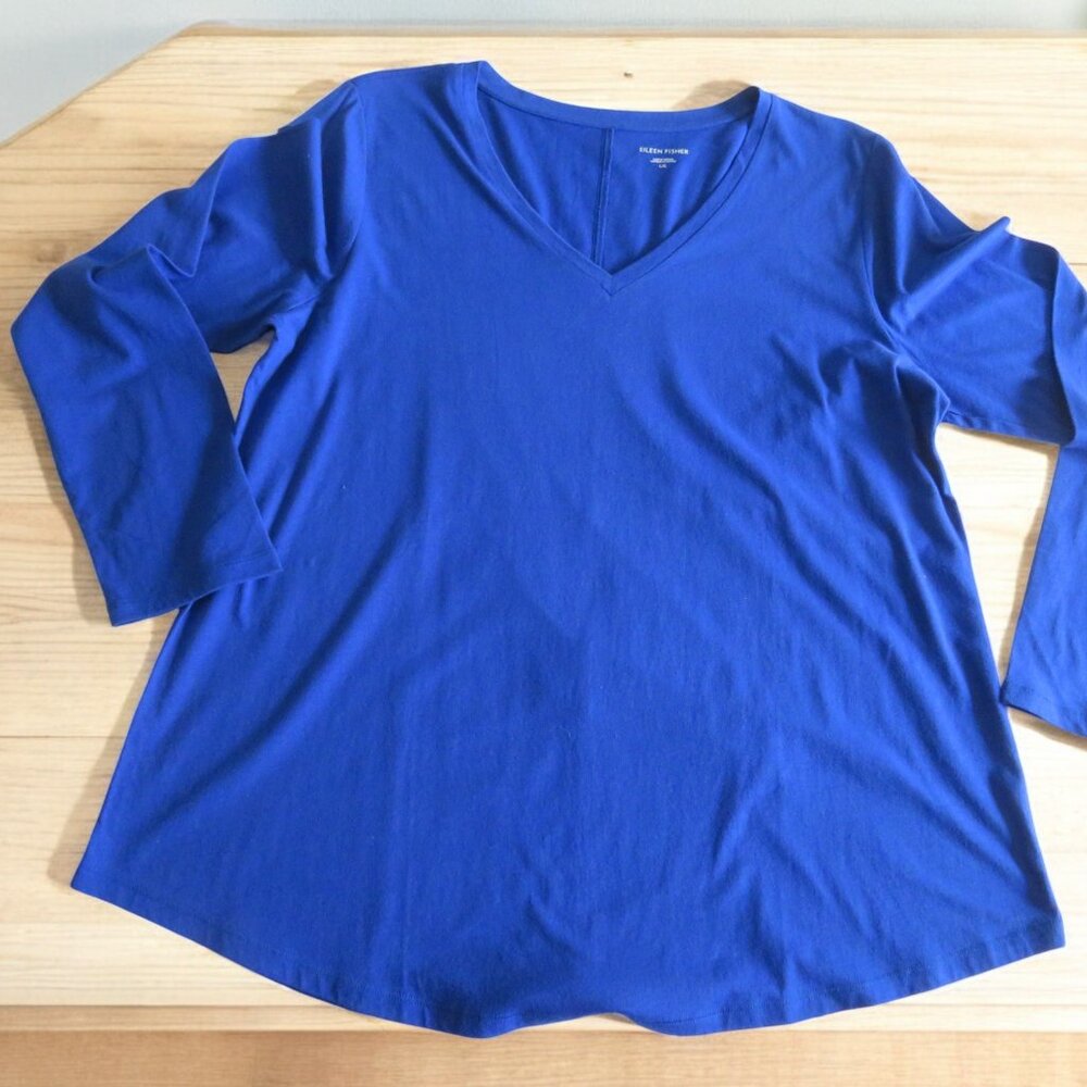 Eileen Fisher Light Weight Top, Size Large, Royal Blue, Long Sleeves - Preowned - Picture 6 of 9